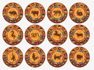 Chinese Zodiac Signs Set Png Clip Art Image - Zodiac Sign Symbols Png, Transparent Png, Transparent PNG
