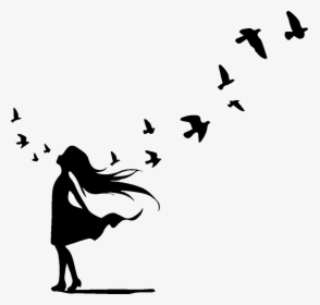 Small Birds Flying Cartoon Black And White Tattoo , - Flying Small Bird Cartoon, HD Png Download, Transparent PNG