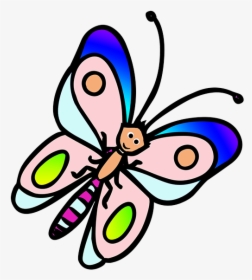 Butterfly Cartoon With Soft Colors - Colorful Butterfly Cartoon, HD Png Download, Transparent PNG