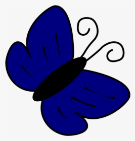 Dark Blue Flower Clip Art Images & Pictures - Clipart Blue Butterfly Cartoon, HD Png Download, Transparent PNG
