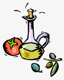 Vector Illustration Of Salad Dressing Oil With Tomato - Greek Dinner Clip Art, HD Png Download, Transparent PNG