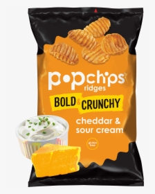 5oz Bag Of Cheddar And Sour Cream Popchips Ridges - Popchips Sour Cream And Cheddar, HD Png Download, Transparent PNG
