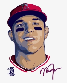 Hd Miketrout Download Free - Mike Trout Drawing Cartoon, HD Png Download, Transparent PNG