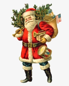 Grandfather Clipart Christmas - Vintage Santa Claus Clipart, HD Png Download, Transparent PNG