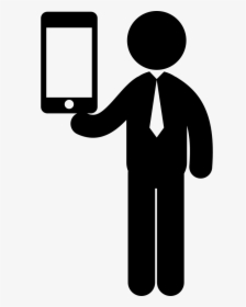 Standing Business Man With A Tablet On Hand - Man With Tablet Icon, HD Png Download, Transparent PNG
