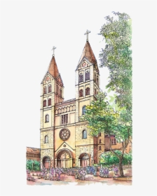Catholic Drawing Parish Church - Church Watercolor, HD Png Download, Transparent PNG