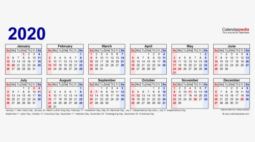 2020 Calendar Png Transparent Image - Uk Calendar 2020 Printable, Png Download, Transparent PNG