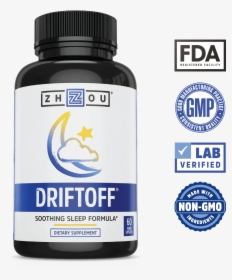 Lab Verified, Non Gmo Driftoff Soothing Sleep Formula - Driftoff Premium Sleep Aid, HD Png Download, Transparent PNG