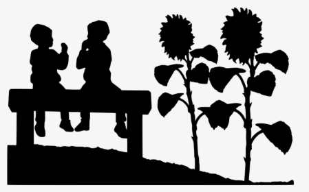 Transparent People Sitting On Bench Png - Sunflower Clipart Png Silhouette, Png Download, Transparent PNG