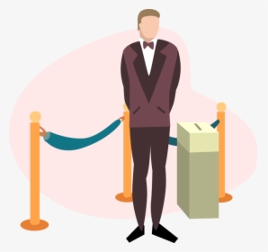 Vector Illustration Of Theater Or Theatre Usher Collects - Person Collecting Tickets, HD Png Download, Transparent PNG