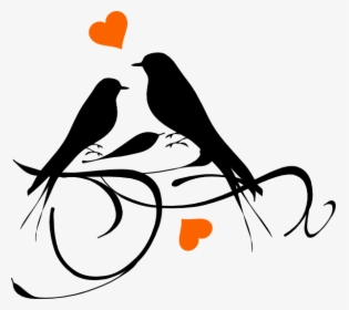 Birds On A Branch Hearts Svg Clip Arts - Love Birds Black And White, HD Png Download, Transparent PNG