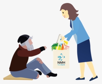 A Volunteer With No More Homelessness Gives A Bag Of - Giving Food To Homeless Clipart, HD Png Download, Transparent PNG