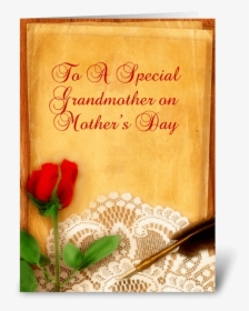 Vintage Lace, Red Rose, Grandmother Greeting Card - Christmas Card, HD Png Download, Transparent PNG