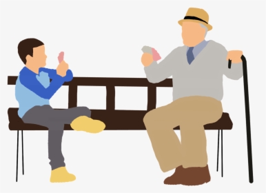 Old Couple Sitting On Bench Clip Art Png - Story Telling Png, Transparent Png, Transparent PNG