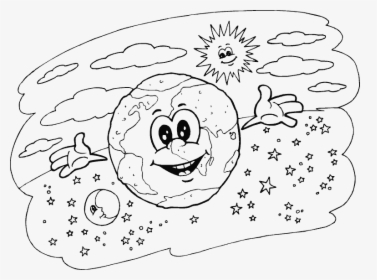 Desenho Sol Para Colorir - Earth Sun And Moon To Color, HD Png Download, Transparent PNG