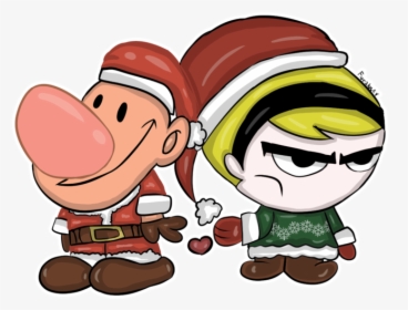 Mandy And Billy Wearing Santa Caps-ysk511 - Cartoon, HD Png Download, Transparent PNG