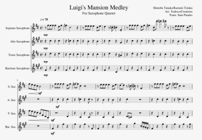 Luigi S Mansion Medley Sheet Music Composed By Shinobu - Zen Zen Zense Alto Sax, HD Png Download, Transparent PNG