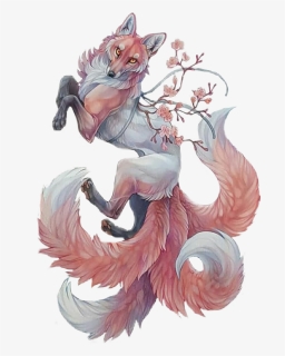 #kitsune #fox #redfox #floral #flowers #tumblraesthetic - Wolf And Fox Anime, HD Png Download, Transparent PNG