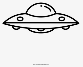 Ufo Coloring Page - Ufo Black And White Outline Transparent, HD Png Download, Transparent PNG