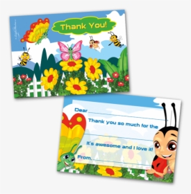 10 Kids Thank You Cards Bugs Themed And 10 Envelopes - Cartoon, HD Png Download, Transparent PNG