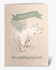 Rhino Thank You Card Greeting Card - Illustration, HD Png Download, Transparent PNG
