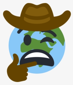 Planet Earth Emoji With Weary Mouth Winking Wearing - Cowboy Hand Emoji, HD Png Download, Transparent PNG