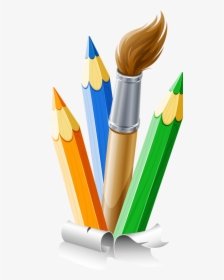 Crayons Ecole Scrap Couleurs - Pencils And Brushes Png, Transparent Png, Transparent PNG