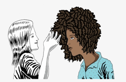 Words Drawing Racism - White Girl Touching Black Girls Hair, HD Png Download, Transparent PNG