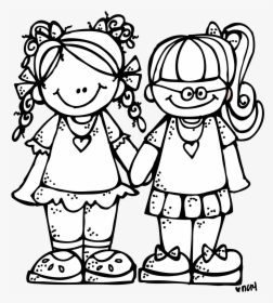 Two Friends Clipart Black And White, HD Png Download, Transparent PNG