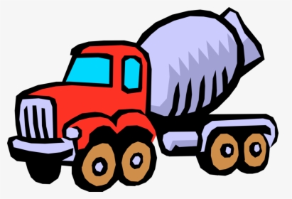 Vector Illustration Of Heavy Machinery Construction - Cartoon Cement Truck, HD Png Download, Transparent PNG