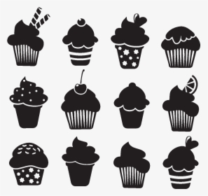 Cupcakes And Muffins Cupcakes And Muffins Silhouette - Cupcake Clipart Black And White Transparent, HD Png Download, Transparent PNG