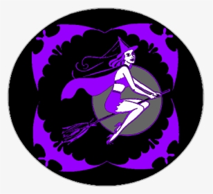 Flying Witchy Moon Blk1 Small - Circle, HD Png Download, Transparent PNG