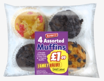 4 Assorted Muffins - Chocolate Chip Cookie, HD Png Download, Transparent PNG