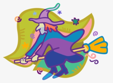 Vector Illustration Of Halloween Sorceress Witch Flying, HD Png Download, Transparent PNG