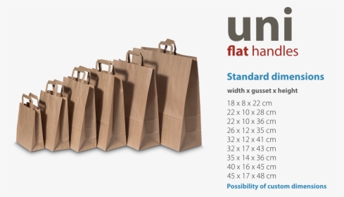 Paper Bags With Flat Handles - Standard Paper Bag Dimensions, HD Png Download, Transparent PNG