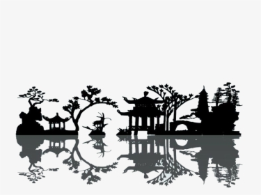 China Silhouette Landscape Painting - Chinese Silhouette Vector, HD Png Download, Transparent PNG