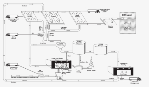Process Layout Of A Typical New York City Wastewater - New York City Water Treatment Plant Diagram, HD Png Download, Transparent PNG