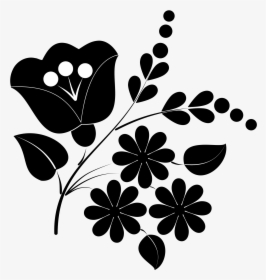 Flower Ornament Folk Art Clip Arts - Folk Flower Black And White, HD Png Download, Transparent PNG