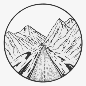 Mountain Boho Travel Indie Aesthetic Drawing Inkfreetoe - Aesthetic Black And White Png, Transparent Png, Transparent PNG