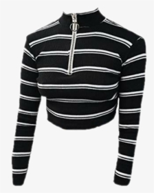 Transparent Black Sweater Png - Striped Long Sleeve Turtleneck Crop Top, Png Download, Transparent PNG