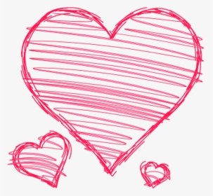 Doodle Hearts Pink Red Handdrawn Pen Drawn Scribble - Hand Drawn Hearts Clipart, HD Png Download, Transparent PNG