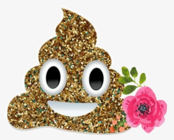 #poopemoji #emoji #gold #glitter #sparkly #flower #pink, HD Png Download, Transparent PNG