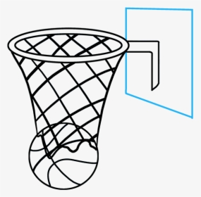 Basketball Clipart Swoosh - Easy Basketball Hoop Drawing, HD Png Download, Transparent PNG
