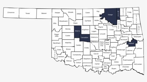 Oklahoma State Map With Counties - Texas County Ok, HD Png Download, Transparent PNG