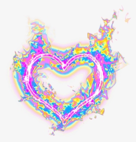 #heart #fire #flames #holographic #holo - Transparent Heart In Flames, HD Png Download, Transparent PNG
