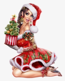 Mère Noël Sexy - Christmas Girl Png, Transparent Png, Transparent PNG