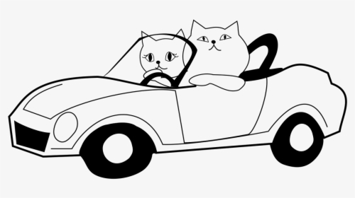 Cat Driving Car Drawing, HD Png Download, Transparent PNG