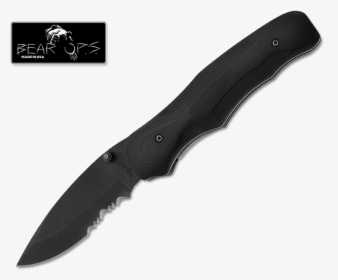 Black G10 Handle Black Drop Point Blade Folder - Hunting Knife, HD Png Download, Transparent PNG