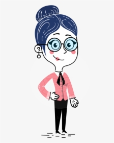 Hand Drawn Illustration Of Flat Businesswoman Character - Blushing Woman Flat Design Png, Transparent Png, Transparent PNG