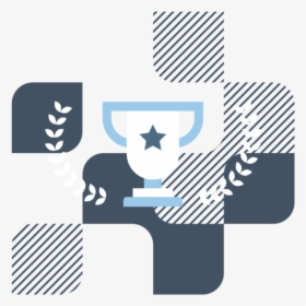 Awards Trophy Icon With Laurel Leaves In Front Of Blue - Vector Graphics, HD Png Download, Transparent PNG